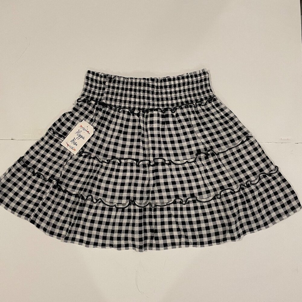 Hippie Rose Women's Mini Skirt Size S Black and White Gingham Elastic Waistband